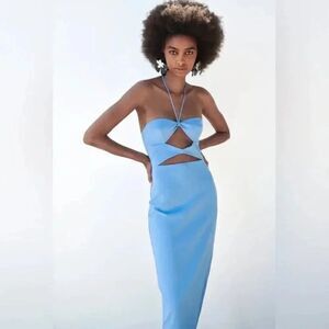 ZARA NWOT   blue cutout dress